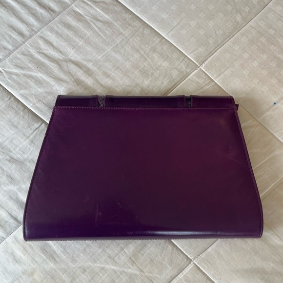 Vintage 80s Genuine Leather Snakeskin Crossbody Clutch Bag OS Purple Multi - Picture 5 of 16